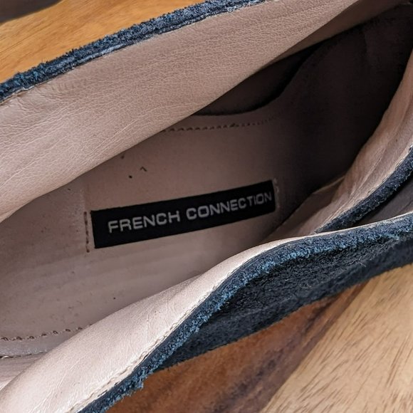 French Connection Dinah Ankle Booties 10 41 Black Suede Lace Up Block Heel Goth - Picture 3 of 13